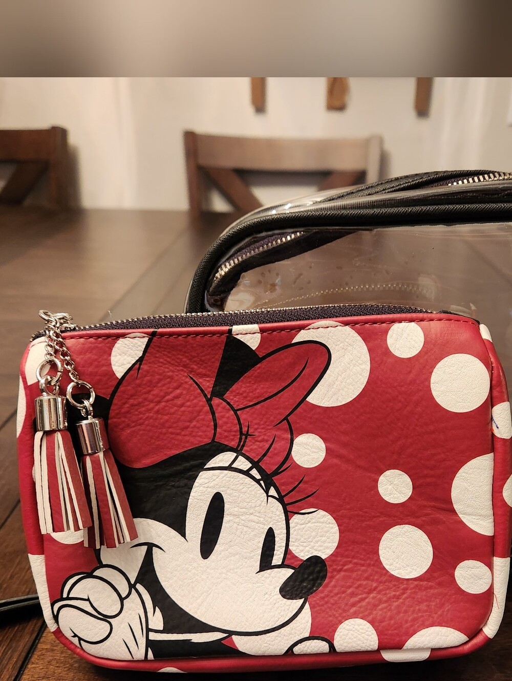 Loungefly Red and White Minnie Mouse Polka Dot Cosmetic Bag Set Disney Nwot